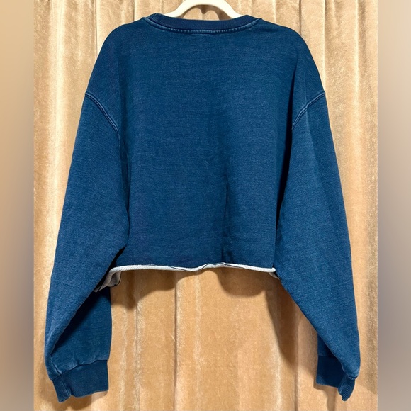 Good American jeanius raw cropped sweater in dark blue denim 2XL Gently used! - Picture 2 of 5
